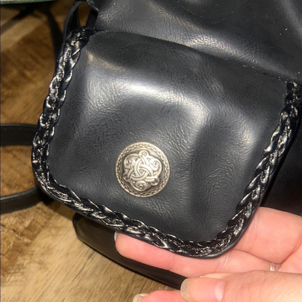 Dolls Kill Black Bucket Bag with Teal Floral Lining - Picture 4 of 8